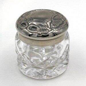 Waterford crystal dressing table jar with silver-plated lid